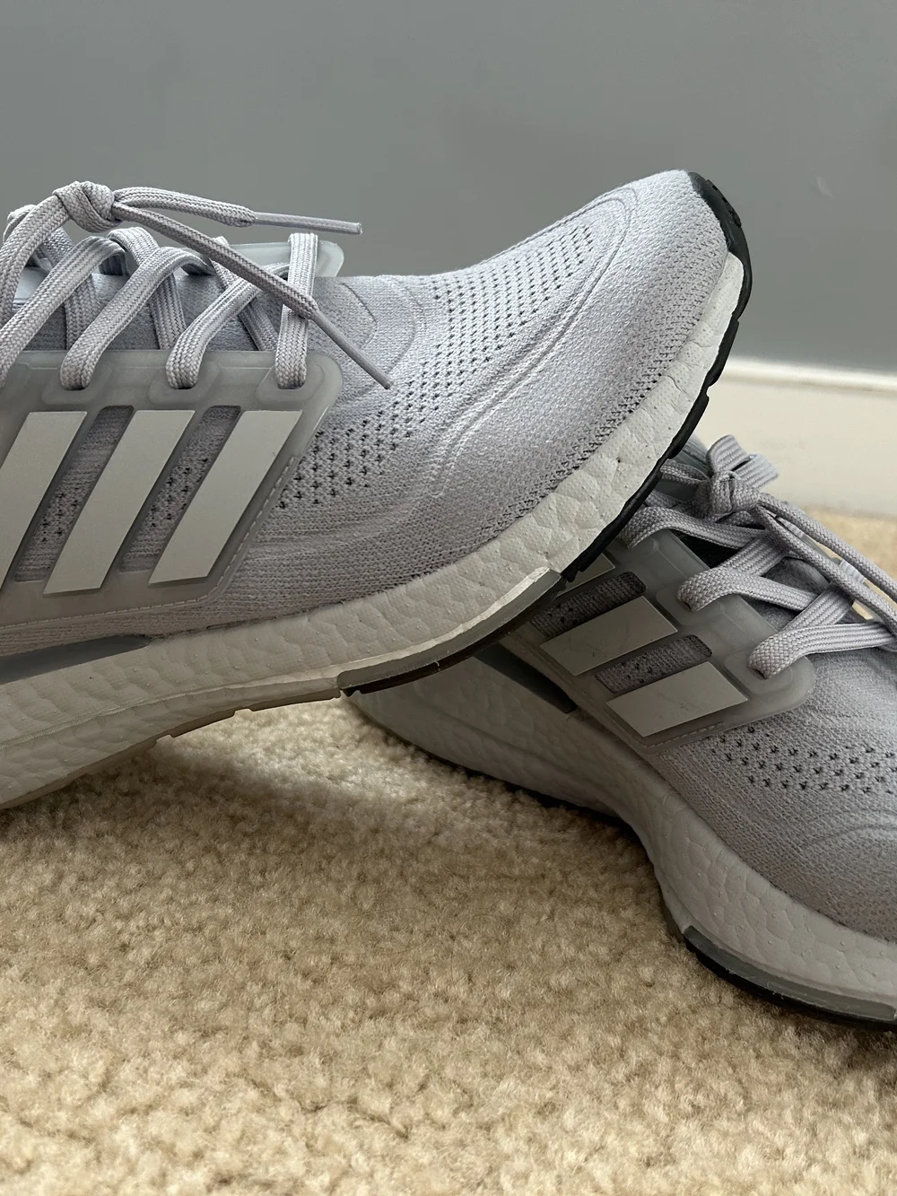 Adidas Men’s Ultraboost Running Shoes - Light Gray And Red/Black